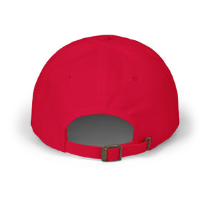 REEL COOL NIECE embroidered dad cap - Cranberry - back view - strap and buckle