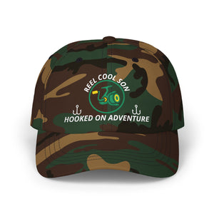 REEL COOL SON embroidered dad cap - Green Camo - front view
