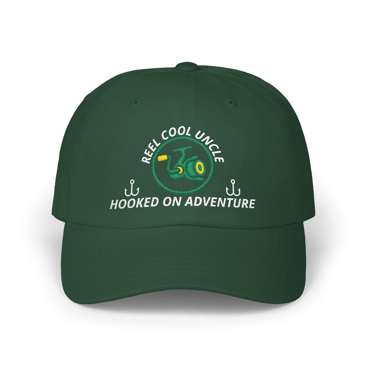 REEL COOL UNCLE embroidered dad cap - Spruce - front view