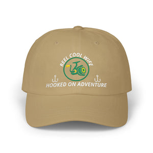 REEL COOL WIFE embroidered dad cap - Khaki - front view
